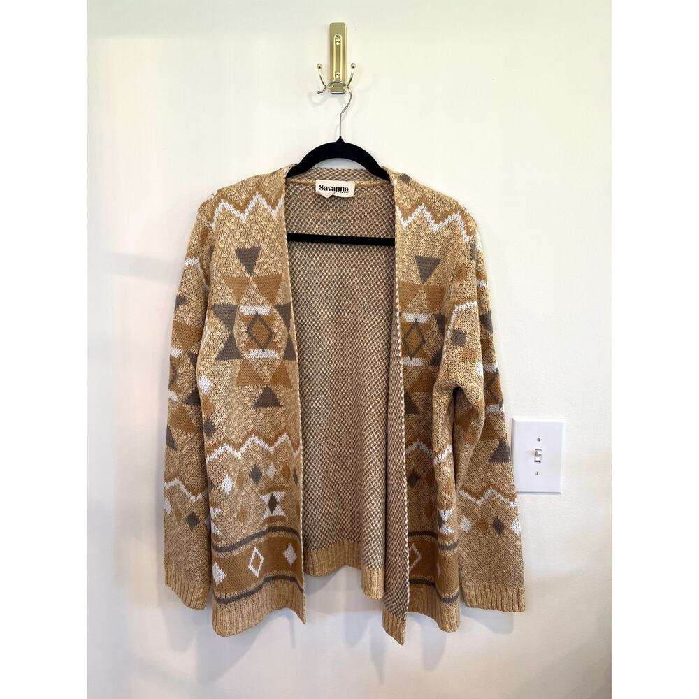 Savanna Jane Aztec Cardigan Womens Medium Boho Southwestern Open Front